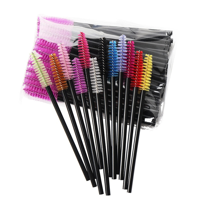 50 Pcs Disposable Crystal Eyelash brush Mascara Wands Applicator Diamond Eye Lash brushes Eyelash Extension women Makeup tools