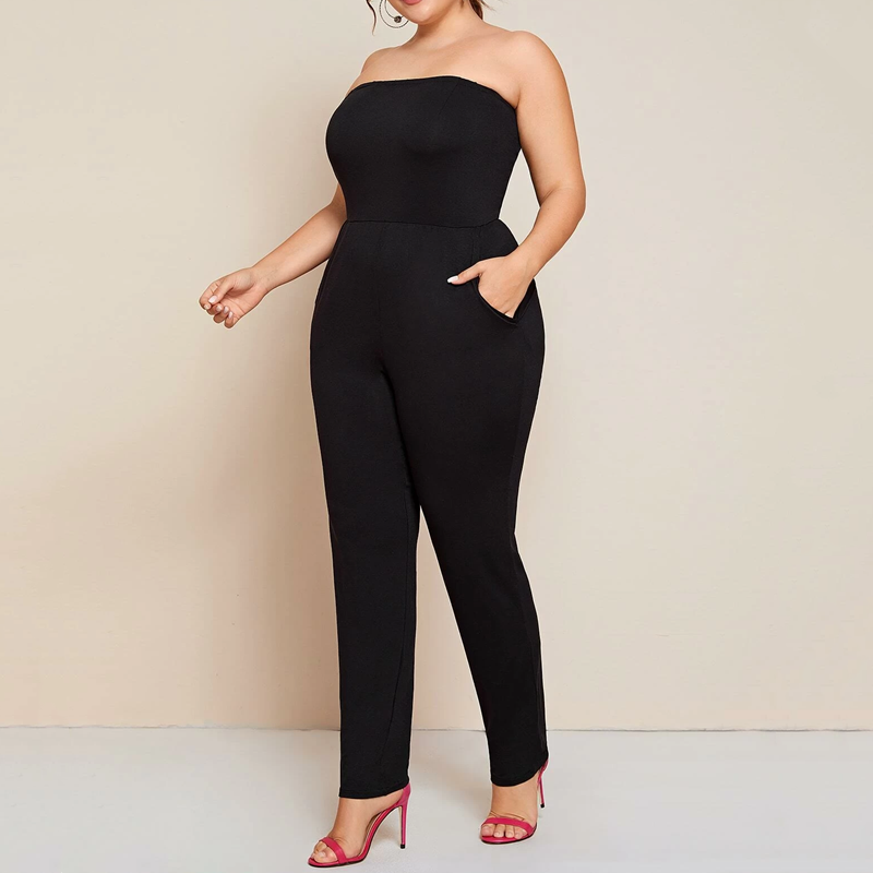 American plus Size Solid Color Tube Top