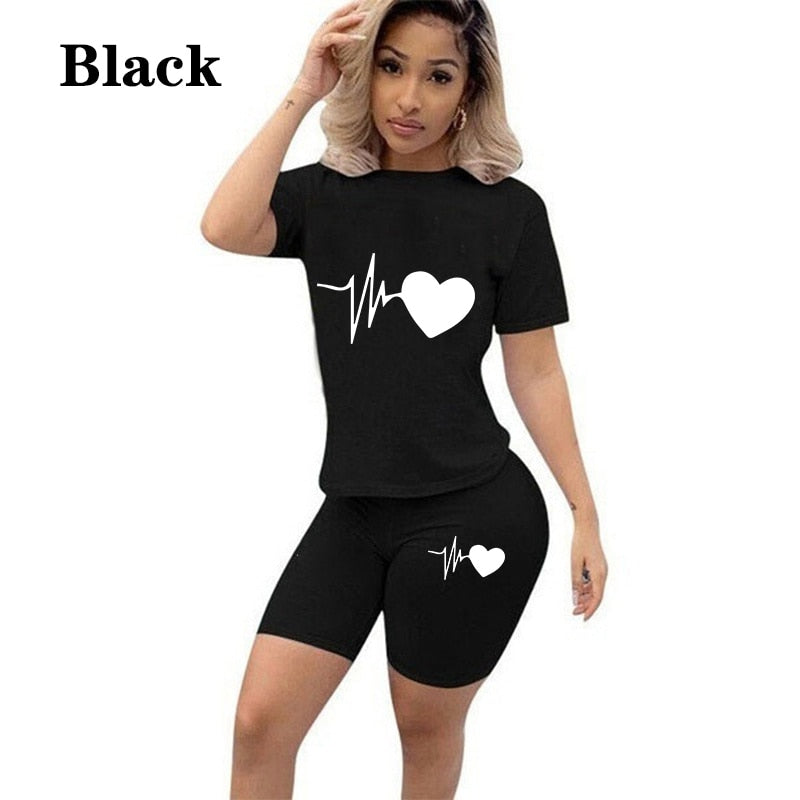 Summer Fashion Solid Color Print 2 Piece Sets