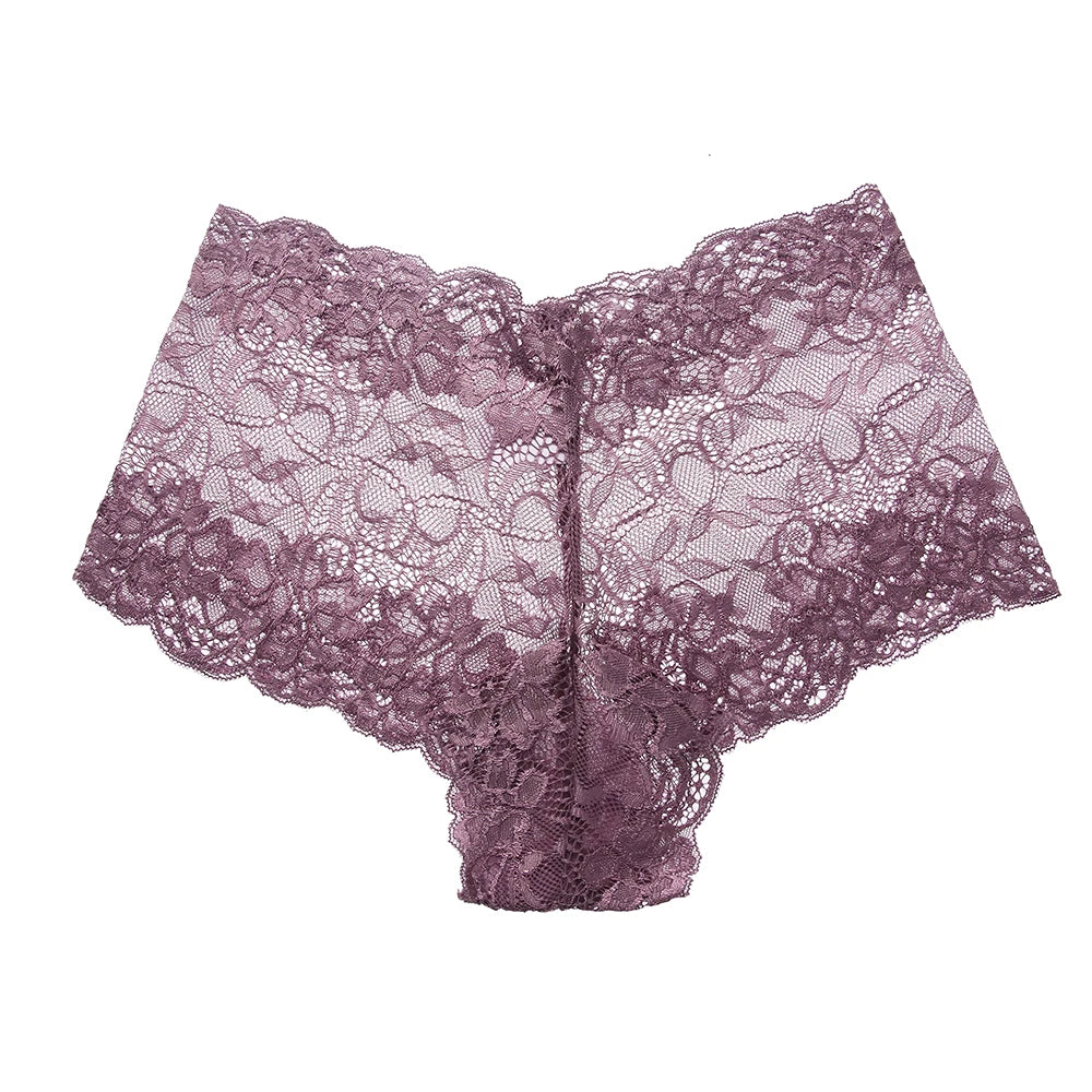 Transparent Lace Women's Panties Floral Seamless Feamle Underwear Mid-Rise Perpective Boyshorts Sexy Lingerie