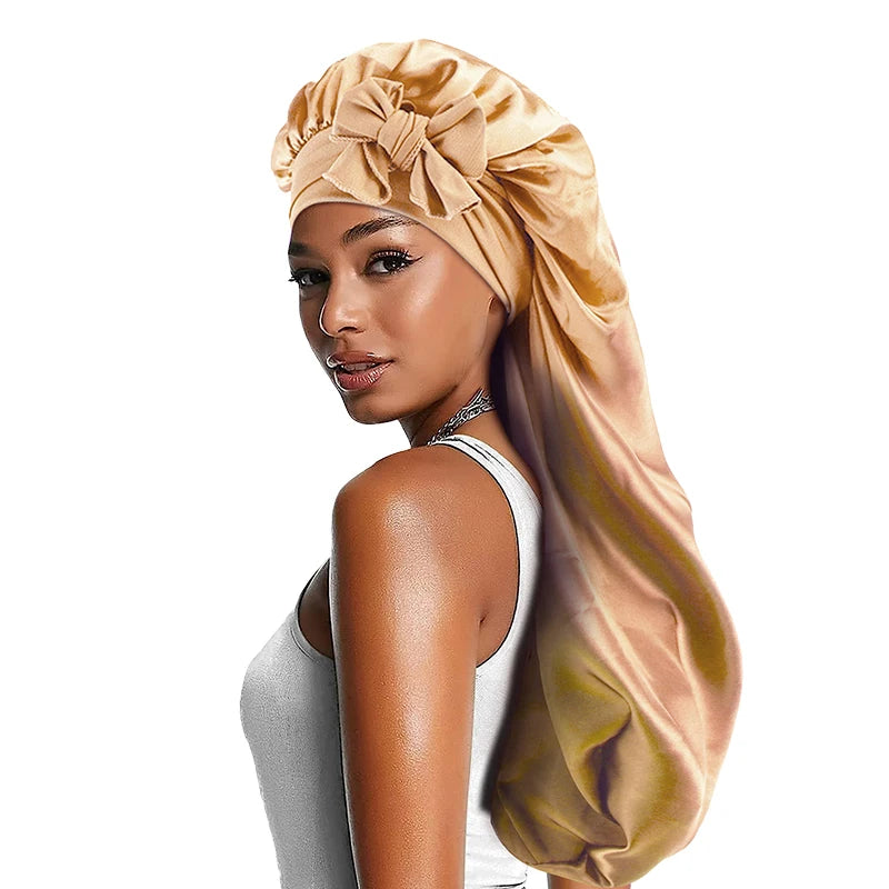 Women's Bowknot Satin Bonnet | Long Hair Sleep Cap with Bow Detail