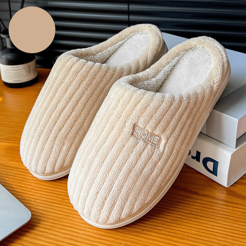 Solid Color Cotton Slippers/Winter Non-slip Home Warm Plush Slippers