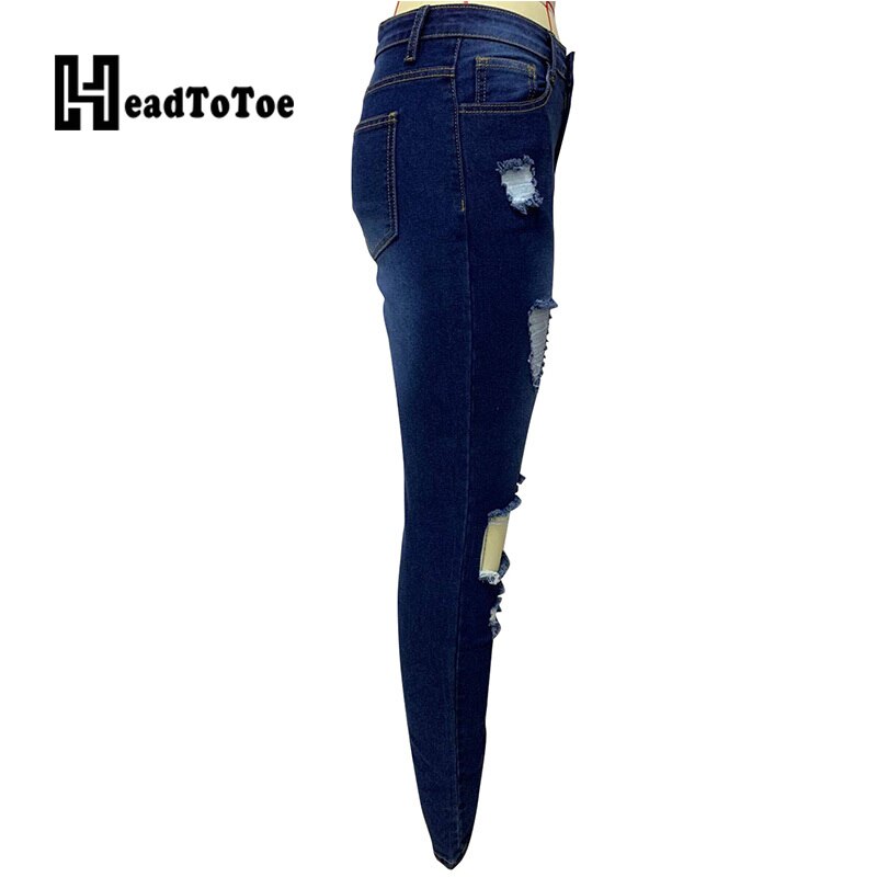 Ripped Tassel Design Skinny Denim Pencil Pants Fashion Women Casual Jeans Streetwear
