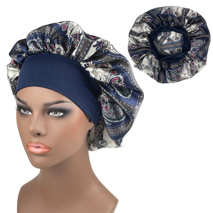 Women's Satin Bonnet | Paisley Print Silk Sleep Cap for Long Hair