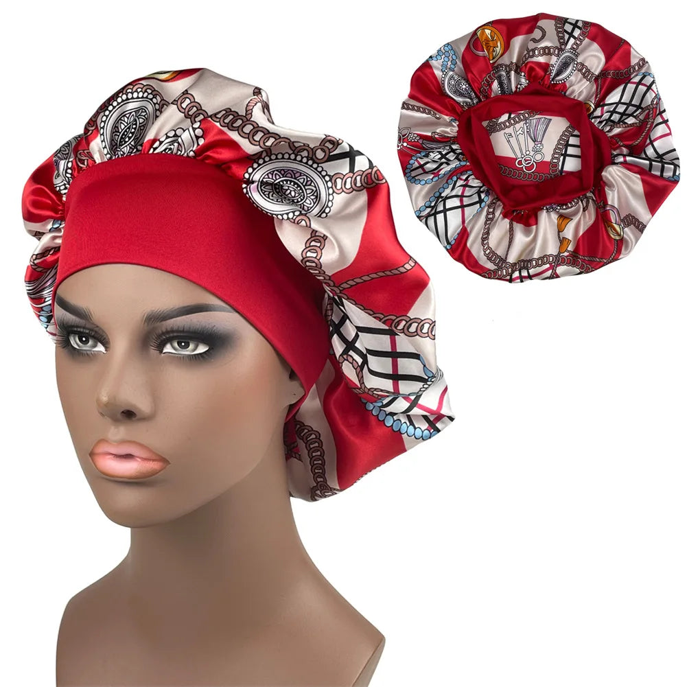 Women's Satin Bonnet | Paisley Print Silk Sleep Cap for Long Hair