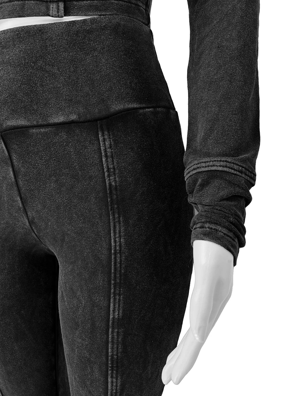 Women’s Acid-Wash Zip-Up Hoodie & Flared Pants Set