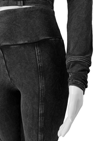 Women’s Acid-Wash Zip-Up Hoodie & Flared Pants Set