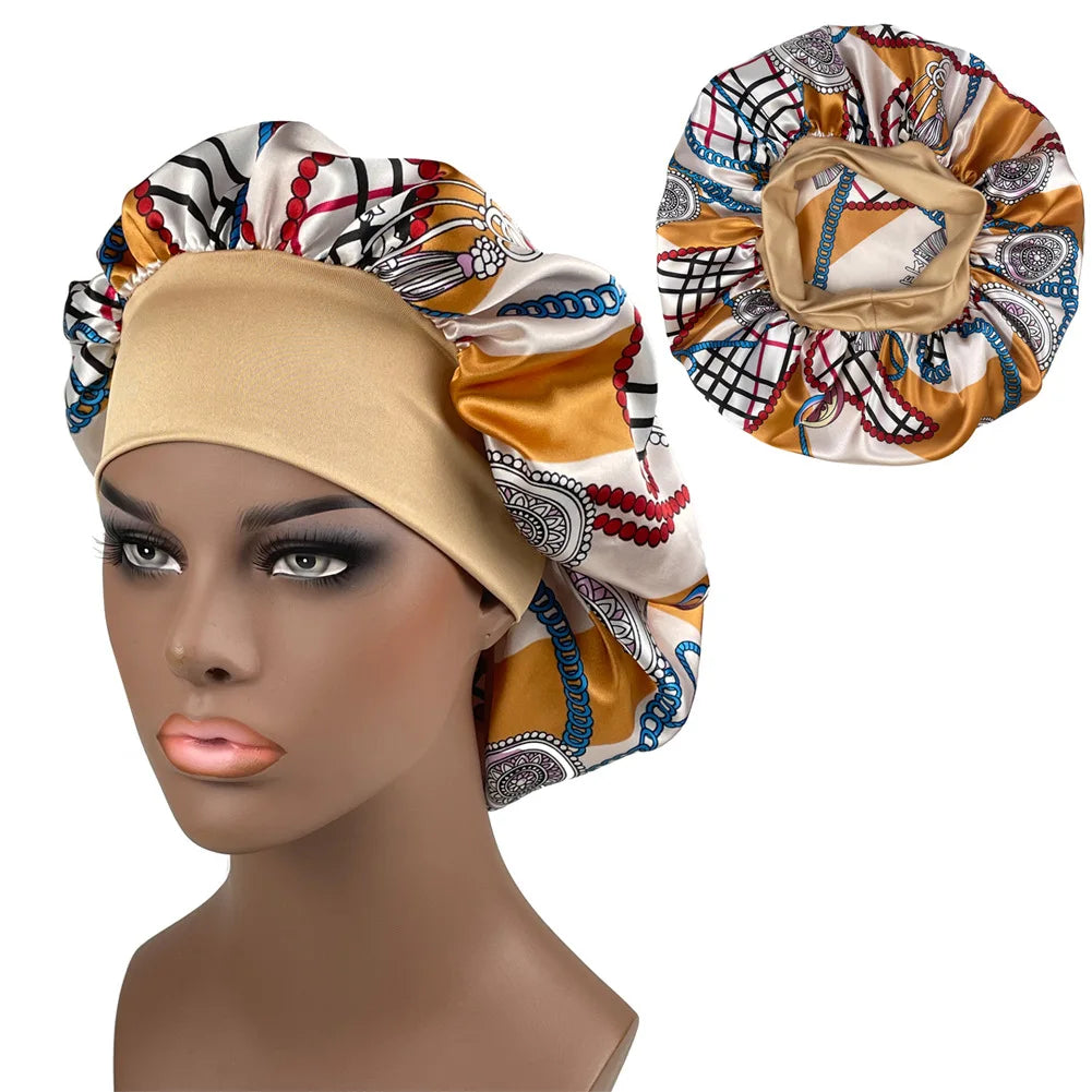 Women's Satin Bonnet | Paisley Print Silk Sleep Cap for Long Hair