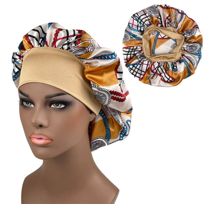 Women's Satin Bonnet | Paisley Print Silk Sleep Cap for Long Hair