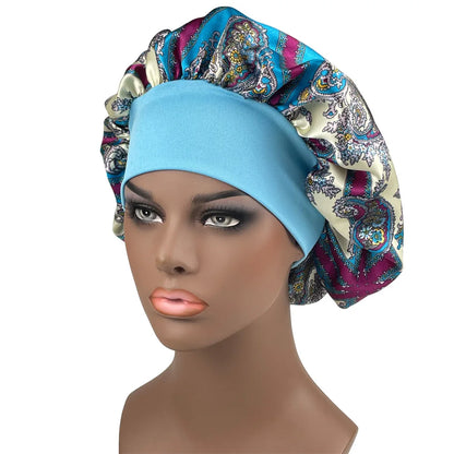 Women's Satin Bonnet | Paisley Print Silk Sleep Cap for Long Hair