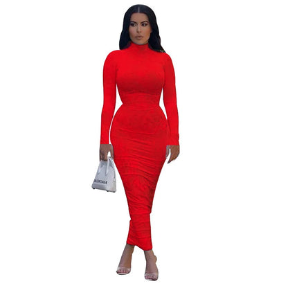 Sexy Long Sleeve Slim Fit Maxi Dress