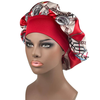 Women's Satin Bonnet | Paisley Print Silk Sleep Cap for Long Hair
