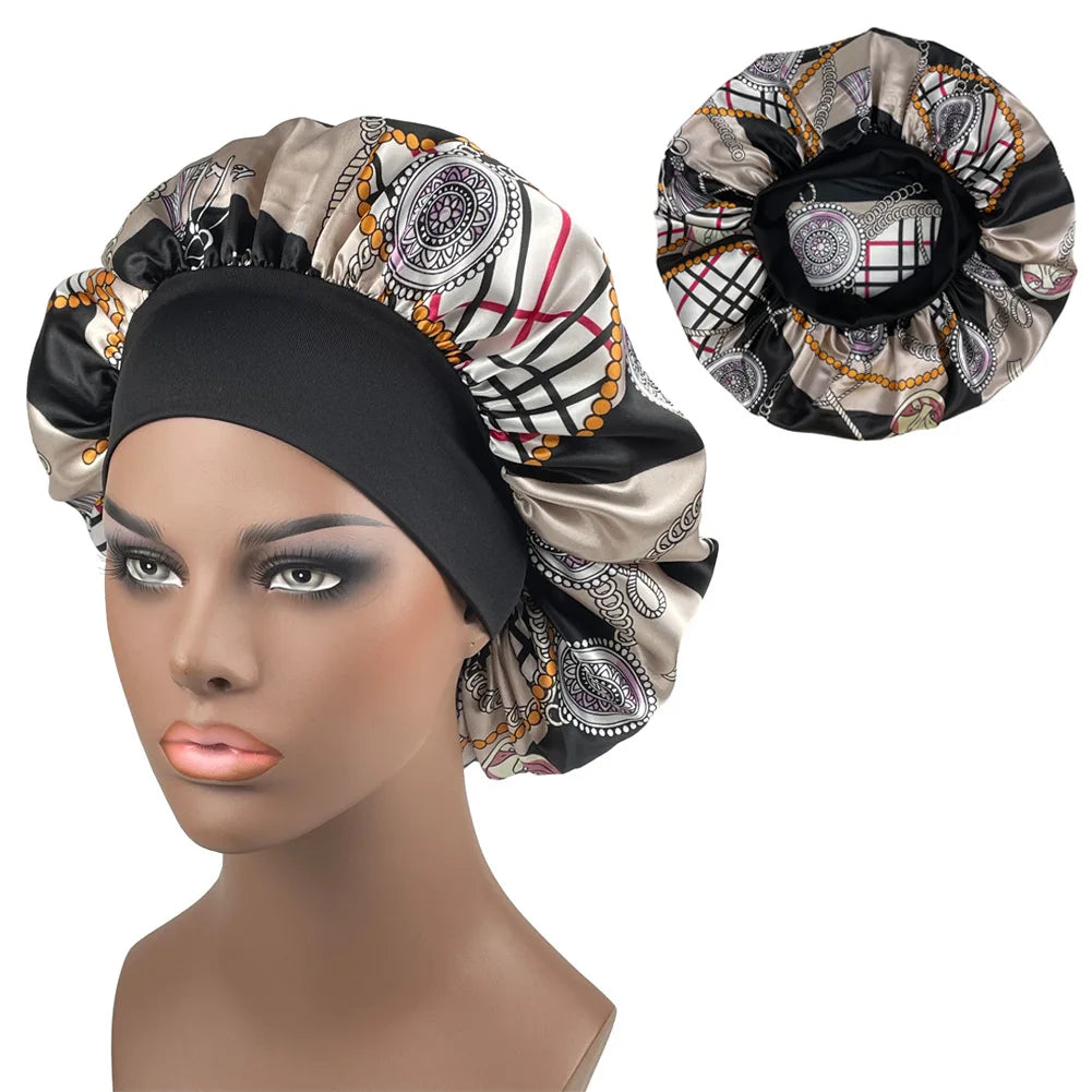 Women's Satin Bonnet | Paisley Print Silk Sleep Cap for Long Hair