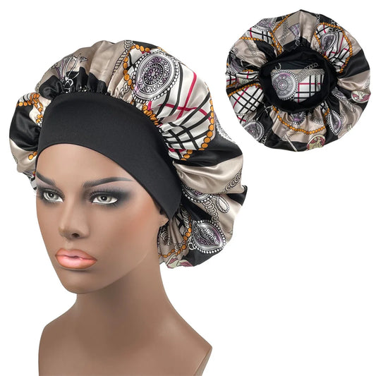 Women's Satin Bonnet | Paisley Print Silk Sleep Cap for Long Hair