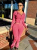 Women’s Acid-Wash Zip-Up Hoodie & Flared Pants Set