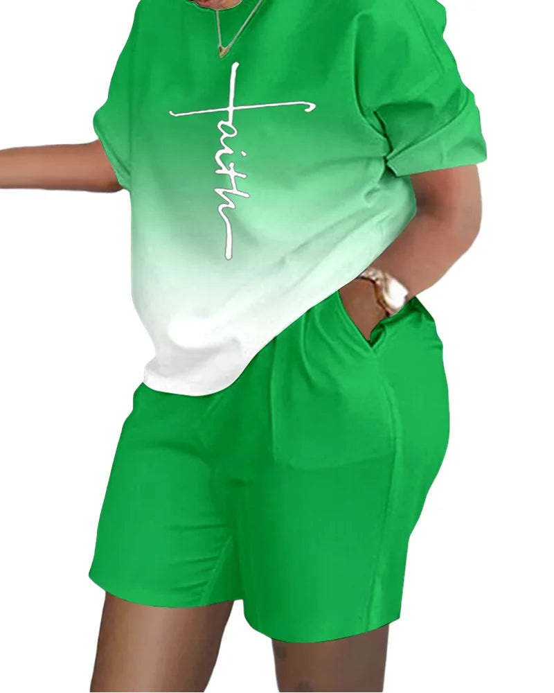 Women's T-Shirt 2 Piece Set Summer Elegant Casual White Short Sleeve Blouses Shorts Pockets Women Suit Streetwear Female Clothes
