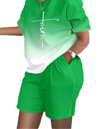 Women's T-Shirt 2 Piece Set Summer Elegant Casual White Short Sleeve Blouses Shorts Pockets Women Suit Streetwear Female Clothes