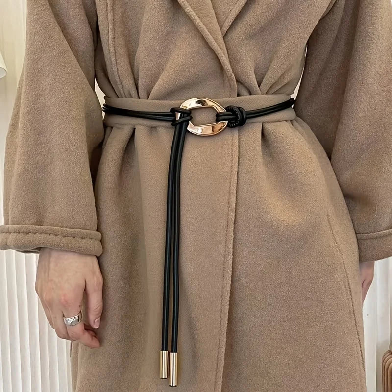 Women's Tie Knot Belt | Retro Thin Waistband for Shirts & Coats