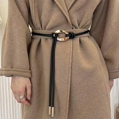 Women's Tie Knot Belt | Retro Thin Waistband for Shirts & Coats