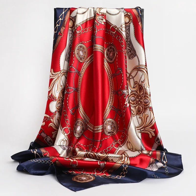 Women's Square Silk Scarf | Hijab, Shawl & Beach Bandana