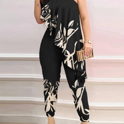 Temperament Womens Rompers 2023 Diagonal Shoulder Ruffled Jumpsuit for Women 2025