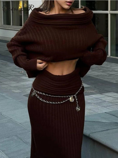 Off-Shoulder Knit Sweater Dress
