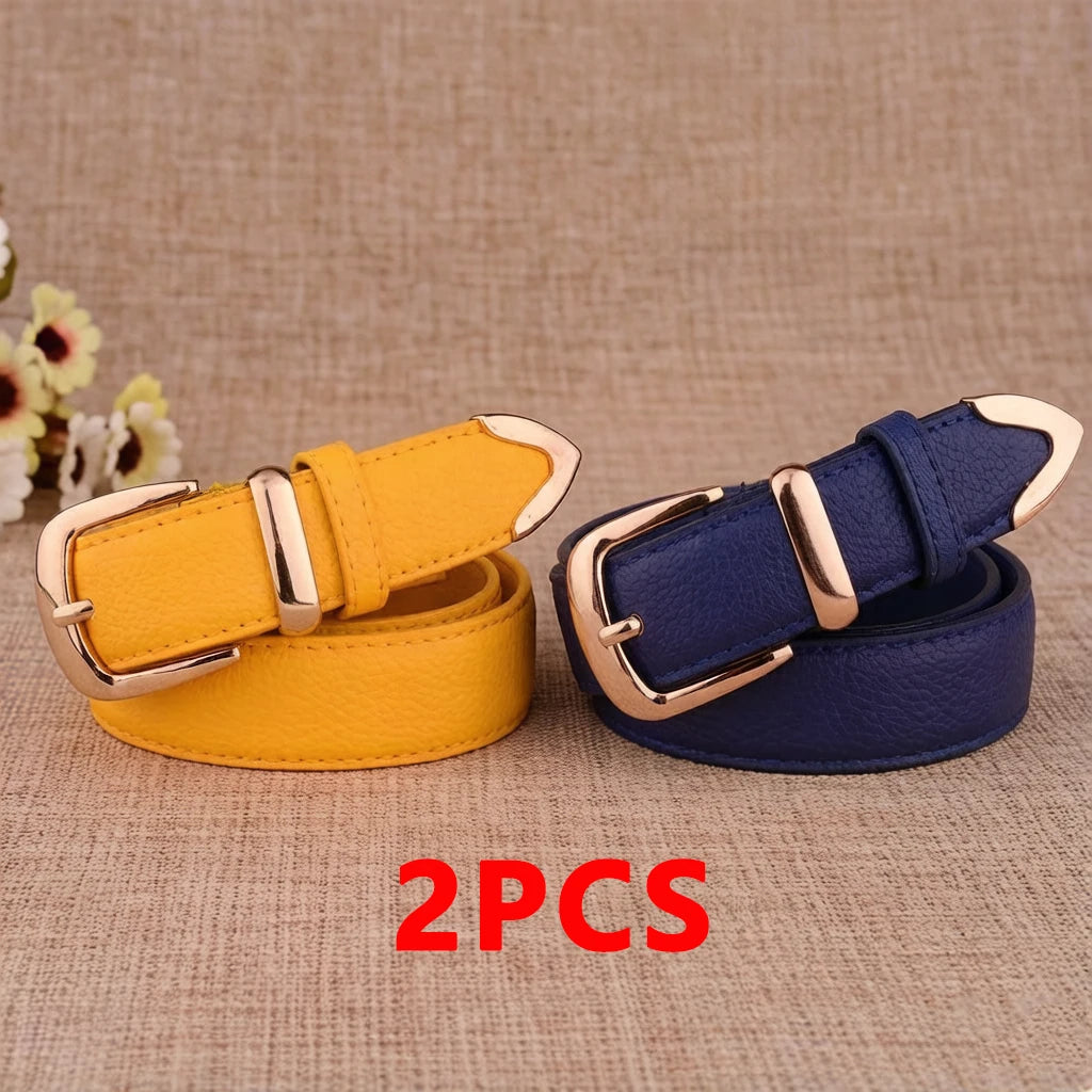 Women's Trousers Belt  Leather Trend White Belt Fashion High Quality Trouser Belts Solid Vintage Pin Buckle Ladies Strap LB2146-