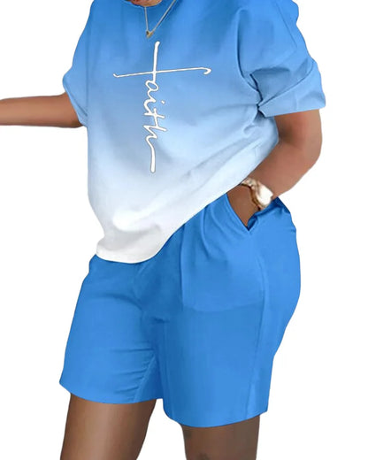 Women's T-Shirt 2 Piece Set Summer Elegant Casual White Short Sleeve Blouses Shorts Pockets Women Suit Streetwear Female Clothes