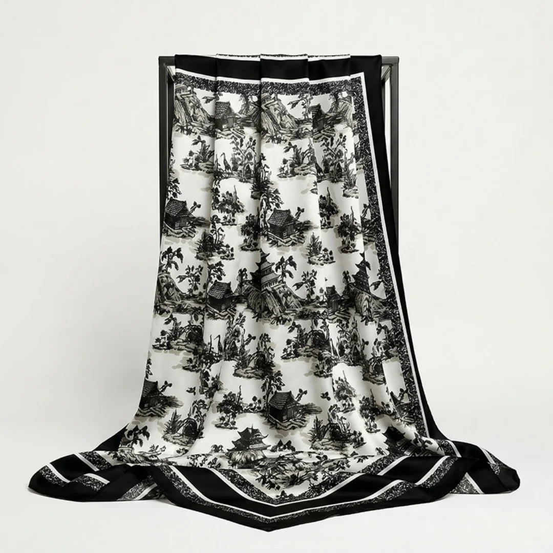 Women's Premium Satin Square Scarf | Windproof Hijab, Headband & Shawl