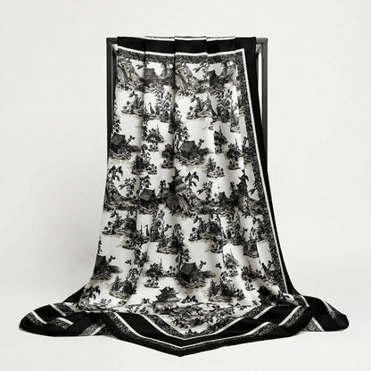 Women's Premium Satin Square Scarf | Windproof Hijab, Headband & Shawl