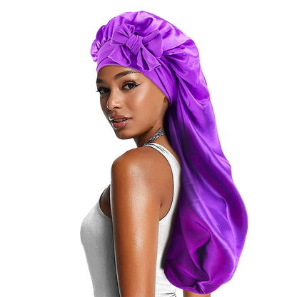 Women's Bowknot Satin Bonnet | Long Hair Sleep Cap with Bow Detail