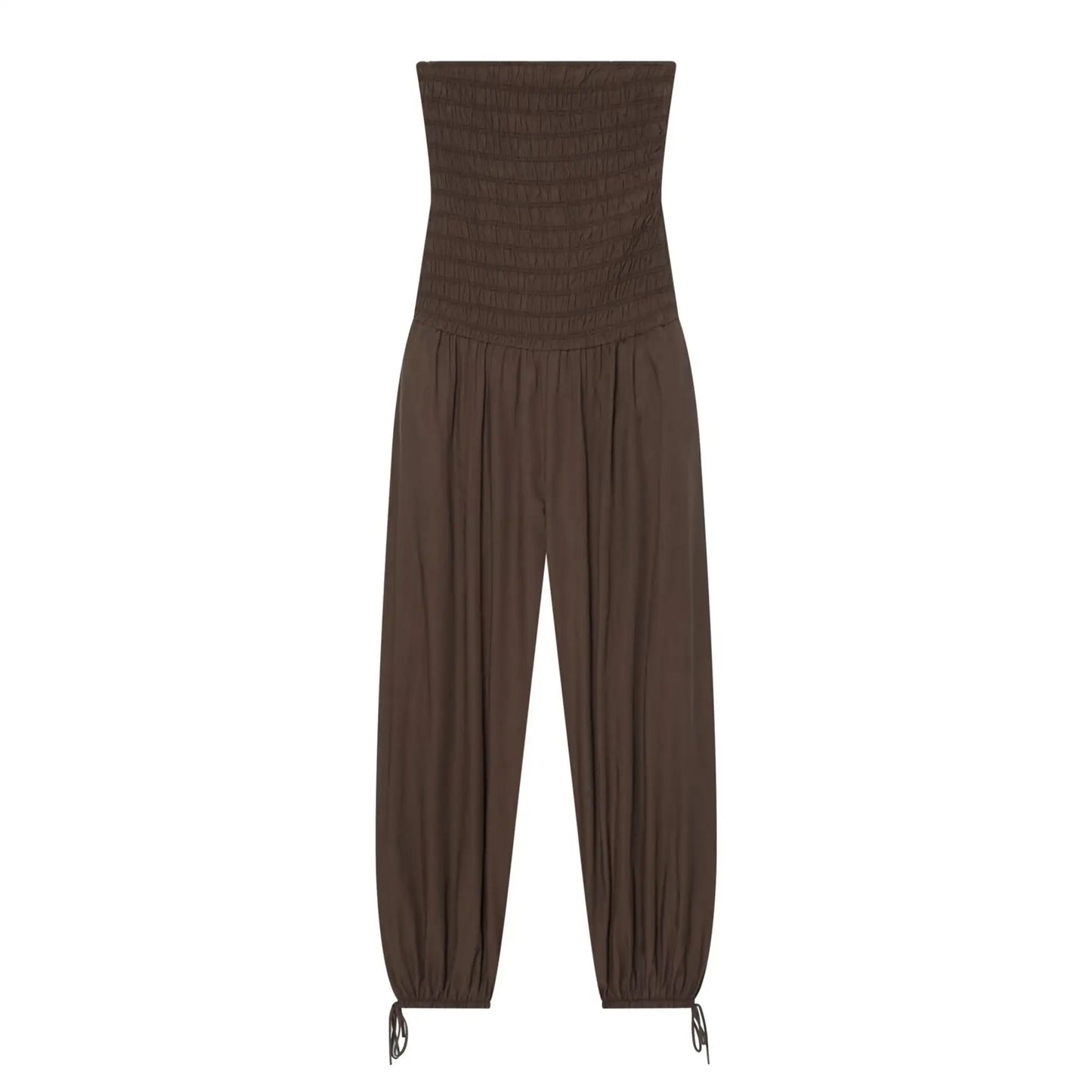 New Low Cut Rompers Playsuits For Ladies Solid High Waist Tube Top Casual Jumpsuit Fashion Sexy Strapless Wide Leg Pant Jumpsuit