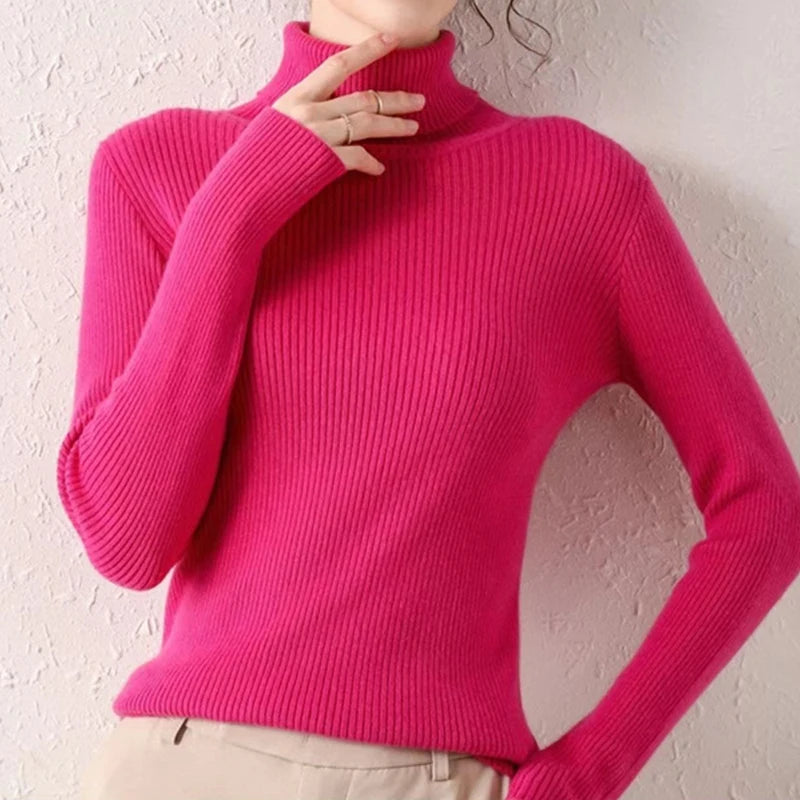 Slim Fit Turtleneck Knit Sweater