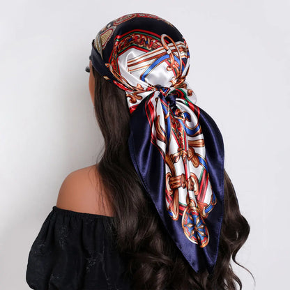 Women's Satin Hair Scarf | Luxury Square Silk Foulard, Hijab & Neckerchief