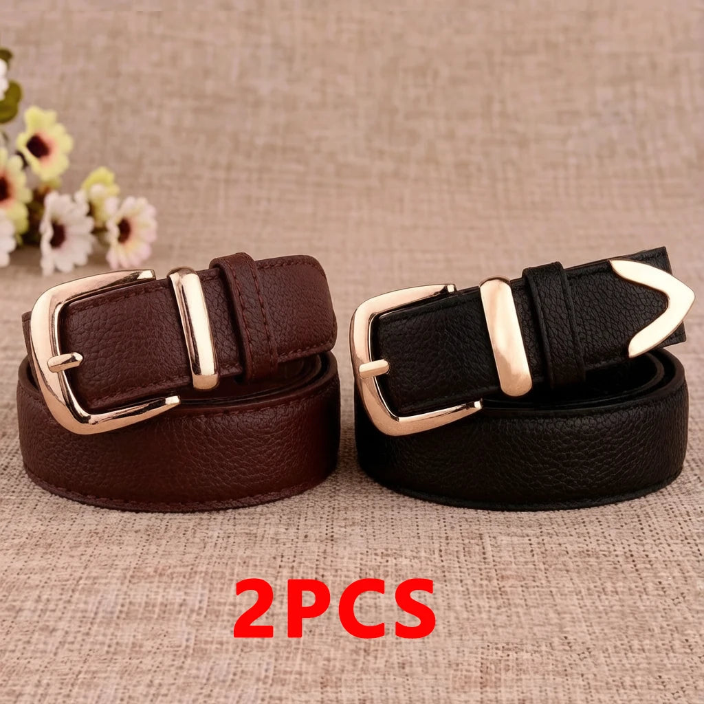 Women's Trousers Belt  Leather Trend White Belt Fashion High Quality Trouser Belts Solid Vintage Pin Buckle Ladies Strap LB2146-
