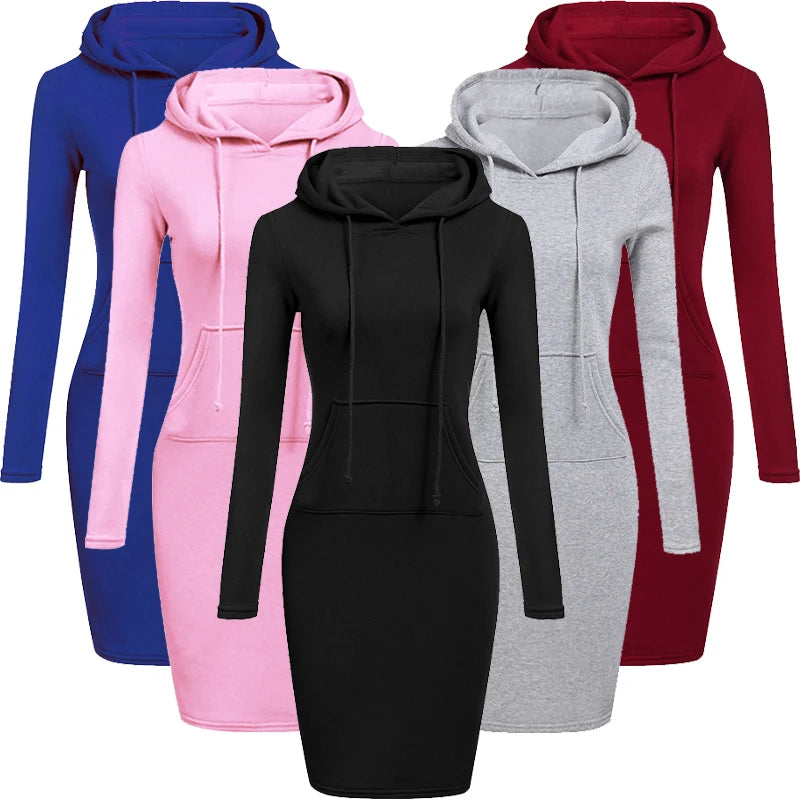 Women's Cozy Hooded Sweatshirt Dress
