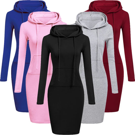 Women's Cozy Hooded Sweatshirt Dress