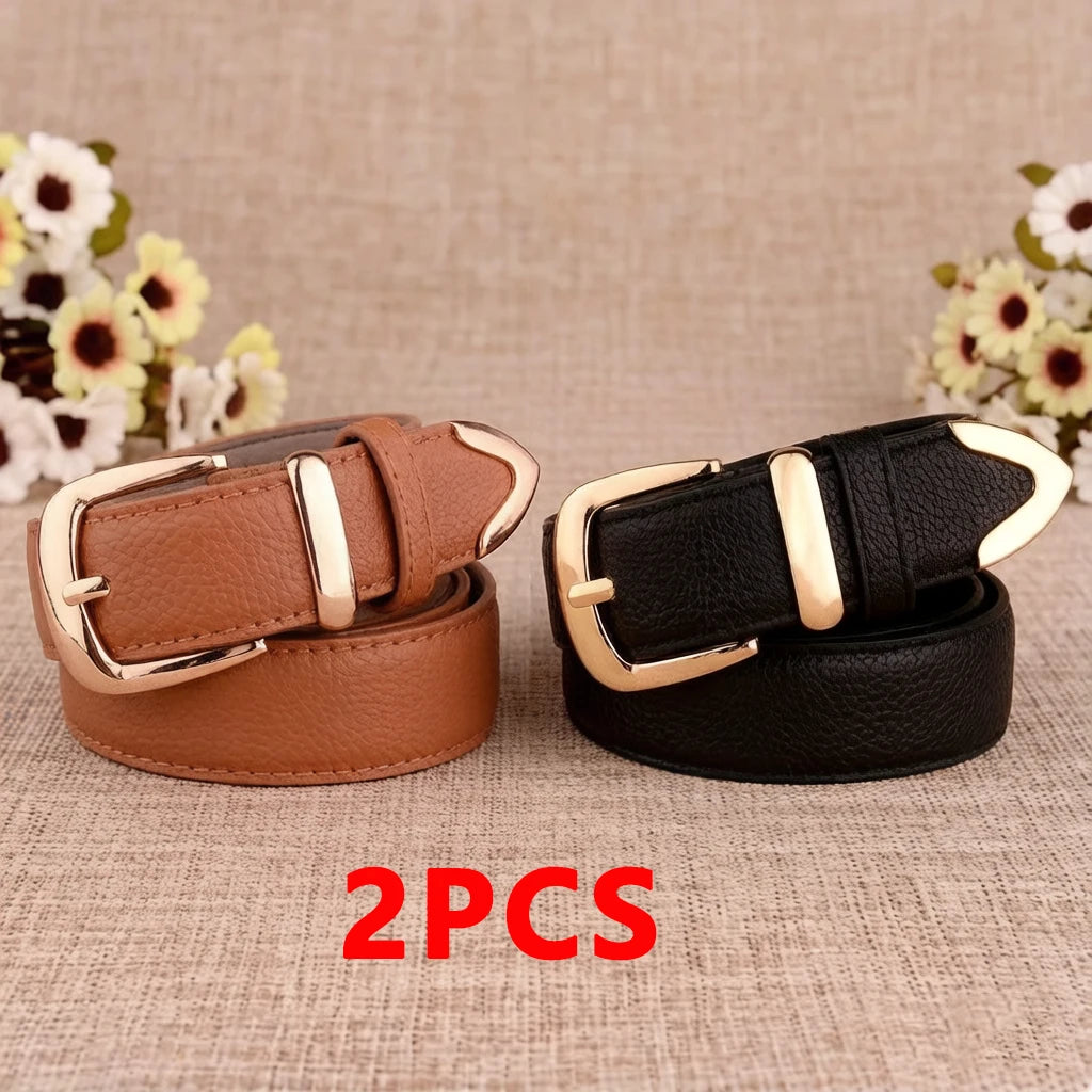 Women's Trousers Belt  Leather Trend White Belt Fashion High Quality Trouser Belts Solid Vintage Pin Buckle Ladies Strap LB2146-