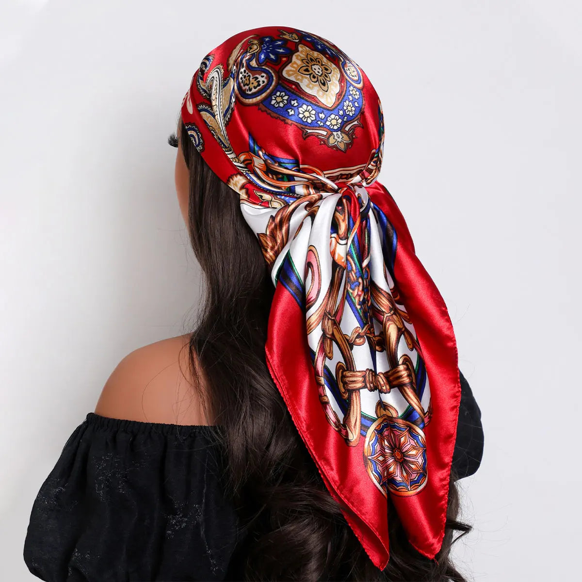 Women's Satin Hair Scarf | Luxury Square Silk Foulard, Hijab & Neckerchief