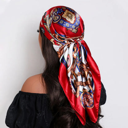 Women's Satin Hair Scarf | Luxury Square Silk Foulard, Hijab & Neckerchief