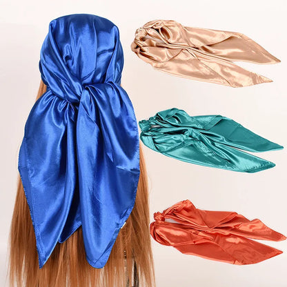 Women's Square Satin Scarf | Silk Feel Hijab, Headband & Shawl