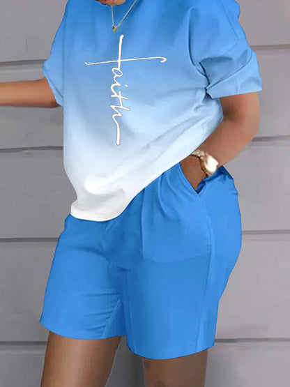 Women's T-Shirt 2 Piece Set Summer Elegant Casual White Short Sleeve Blouses Shorts Pockets Women Suit Streetwear Female Clothes