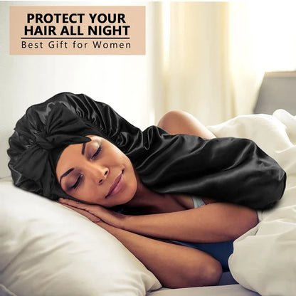 Women's Bowknot Satin Bonnet | Long Hair Sleep Cap with Bow Detail