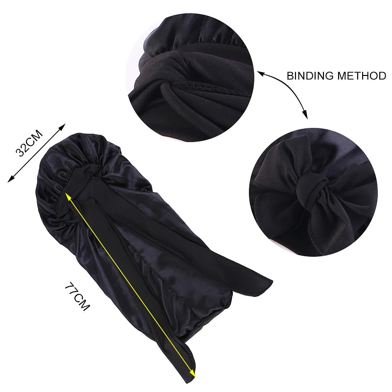 Women's Bowknot Satin Bonnet | Long Hair Sleep Cap with Bow Detail