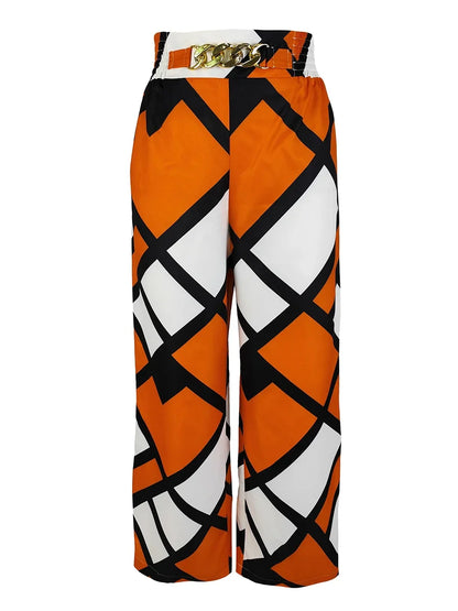 Women's Striped High-Waist Wide-Leg Pants
