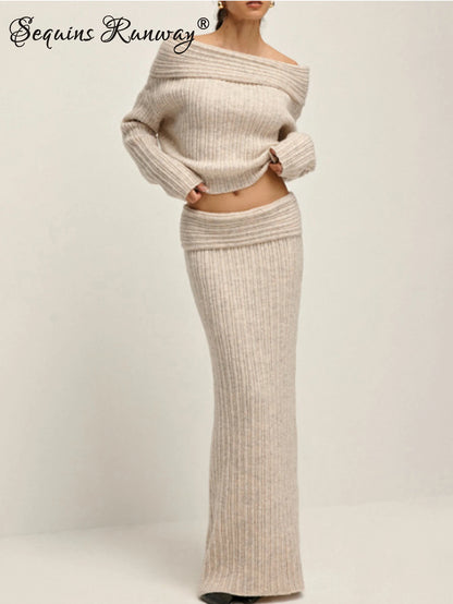 Off-Shoulder Knit Sweater Dress