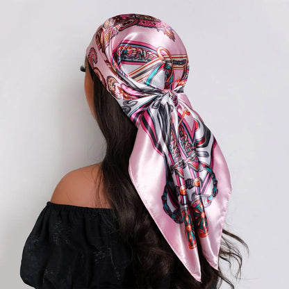 Women's Satin Hair Scarf | Luxury Square Silk Foulard, Hijab & Neckerchief