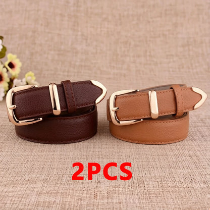 Women's Trousers Belt  Leather Trend White Belt Fashion High Quality Trouser Belts Solid Vintage Pin Buckle Ladies Strap LB2146-
