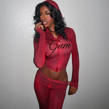 Letter Snake Print Tracksuit Set