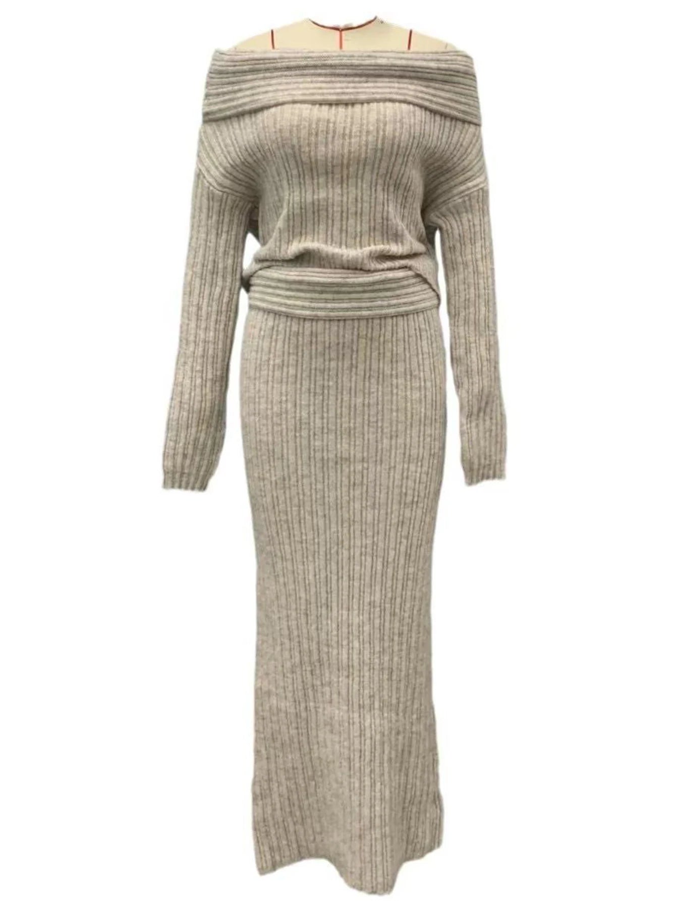 Off-Shoulder Knit Sweater Dress